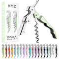 2-pack wine key corkscrew set with mint green handle and chrome lever