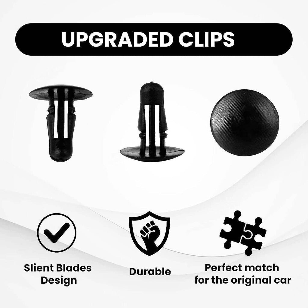 Black door weather strip retaining clips and rubber grommets set