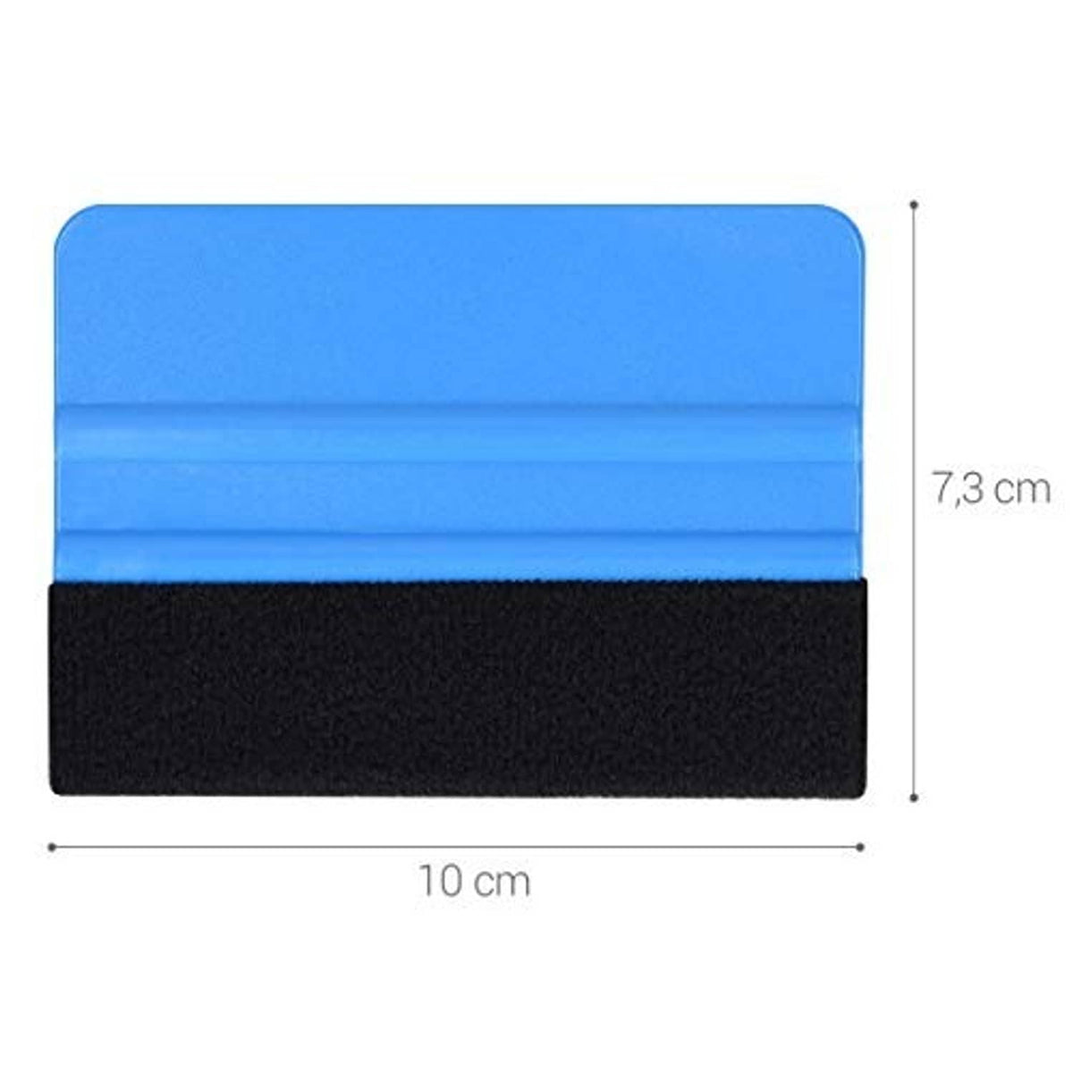 Plastic felt edge squeegee dimensions: blue top and black felt bottom