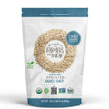 Gluten-free sprouted quick oats pouch, white bag with blue top and One Degree logo