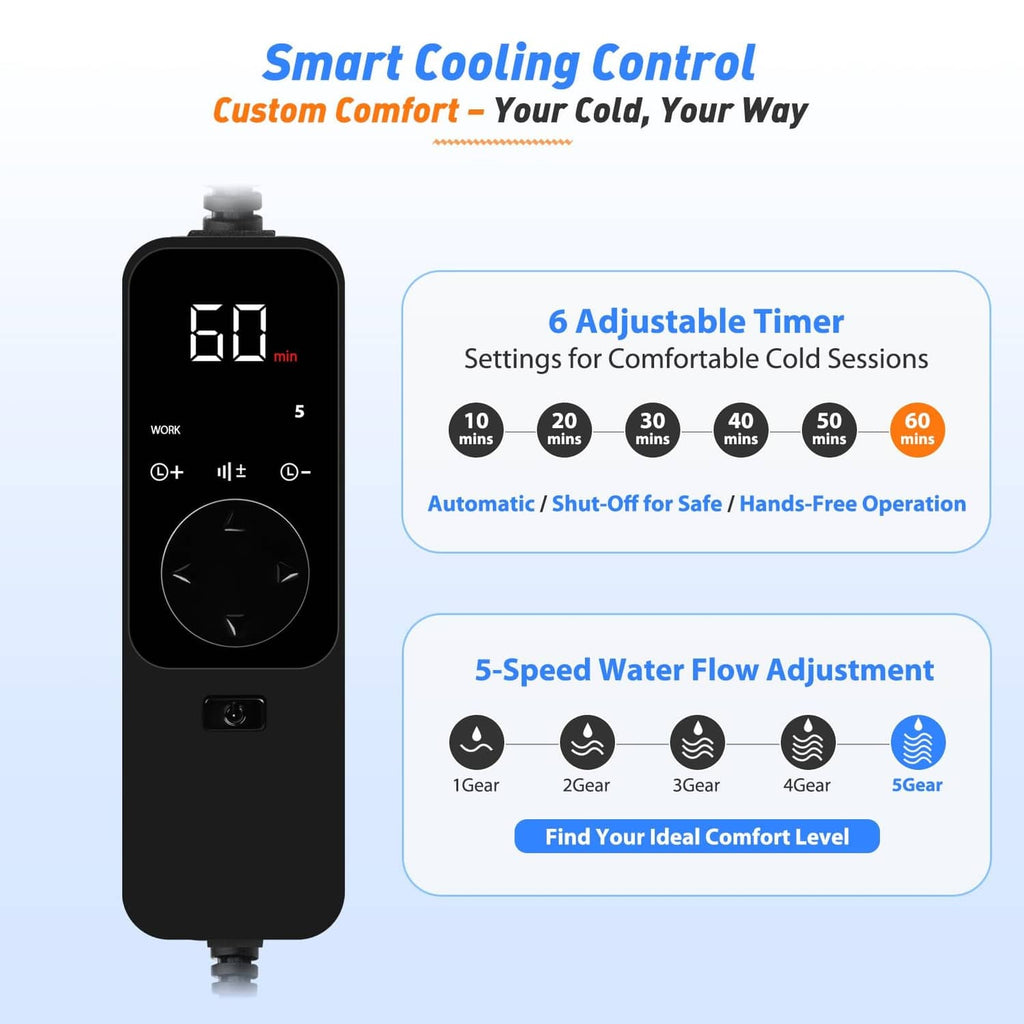 Black smart cooling controller with adjustable timer and 5-speed water flow
