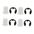 Automotive shifter cable bushing kit: white plastic bushings with black inserts (4-piece set)