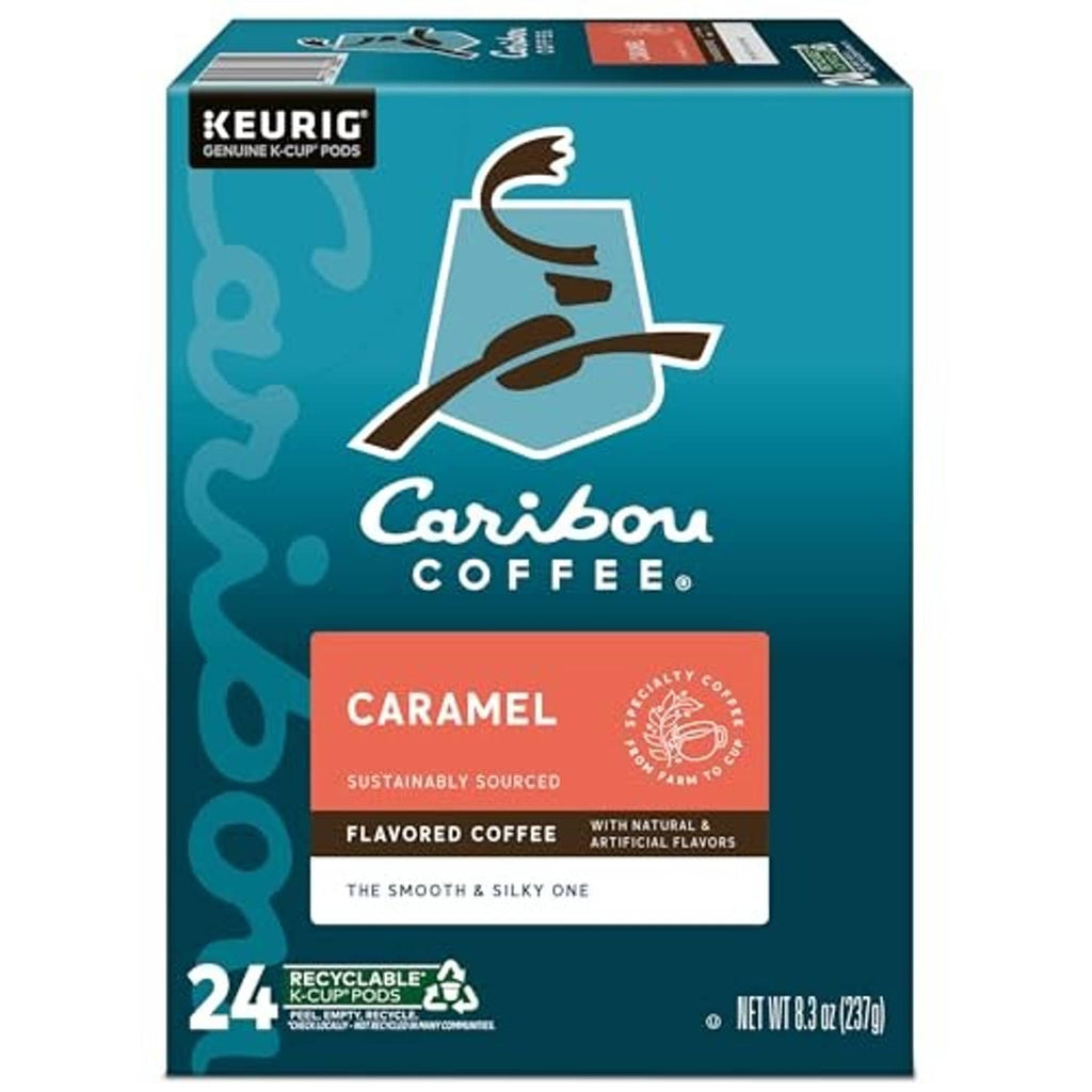 Caribou Coffee Caramel flavored KEURIG K-Cup pod box, 24-count