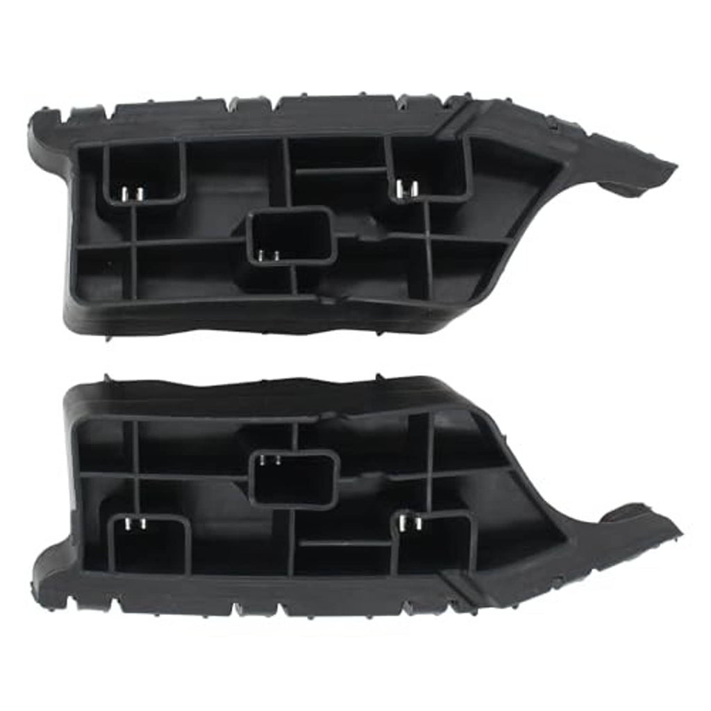 Front bumper bracket retainer mounts set, black plastic with molded channels and metal tabs