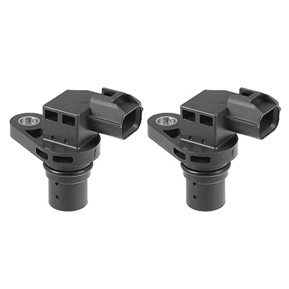 Camshaft position sensor with black connector housing and round mounting eyelet