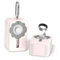 Off-white silicone charger protector cover with gray insert and hanging loop