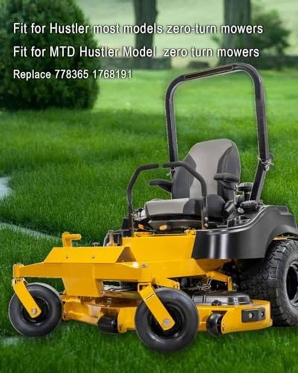 Throttle cable assembly installed on yellow zero-turn mower, with black cable