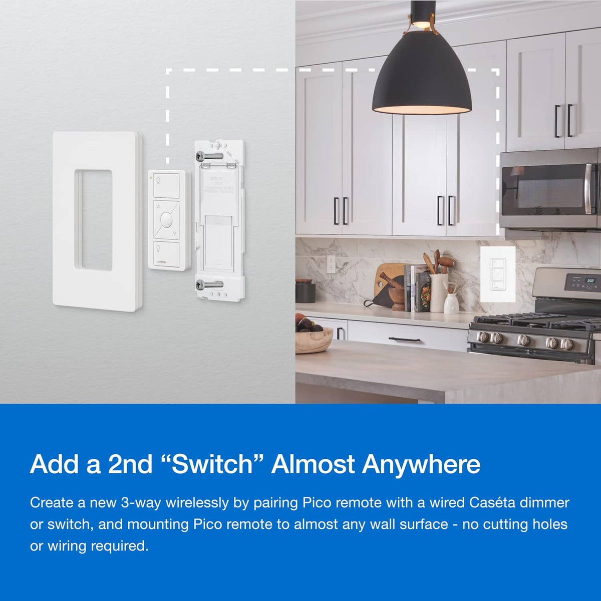 White 3-way smart dimmer switches with mounting hardware, shown side-by-side
