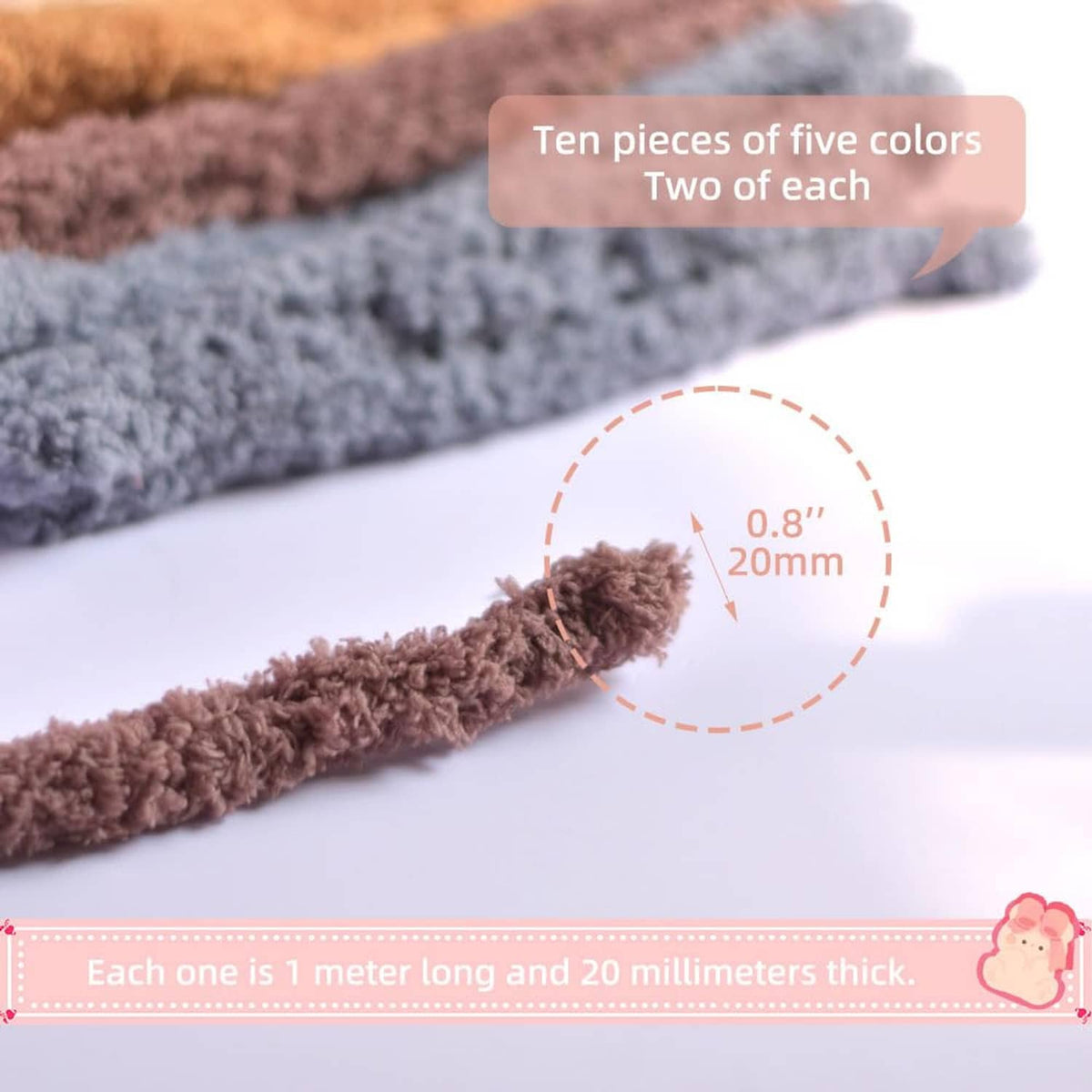 Brown jumbo fuzzy chenille pipe cleaner stem for crafting and decorations
