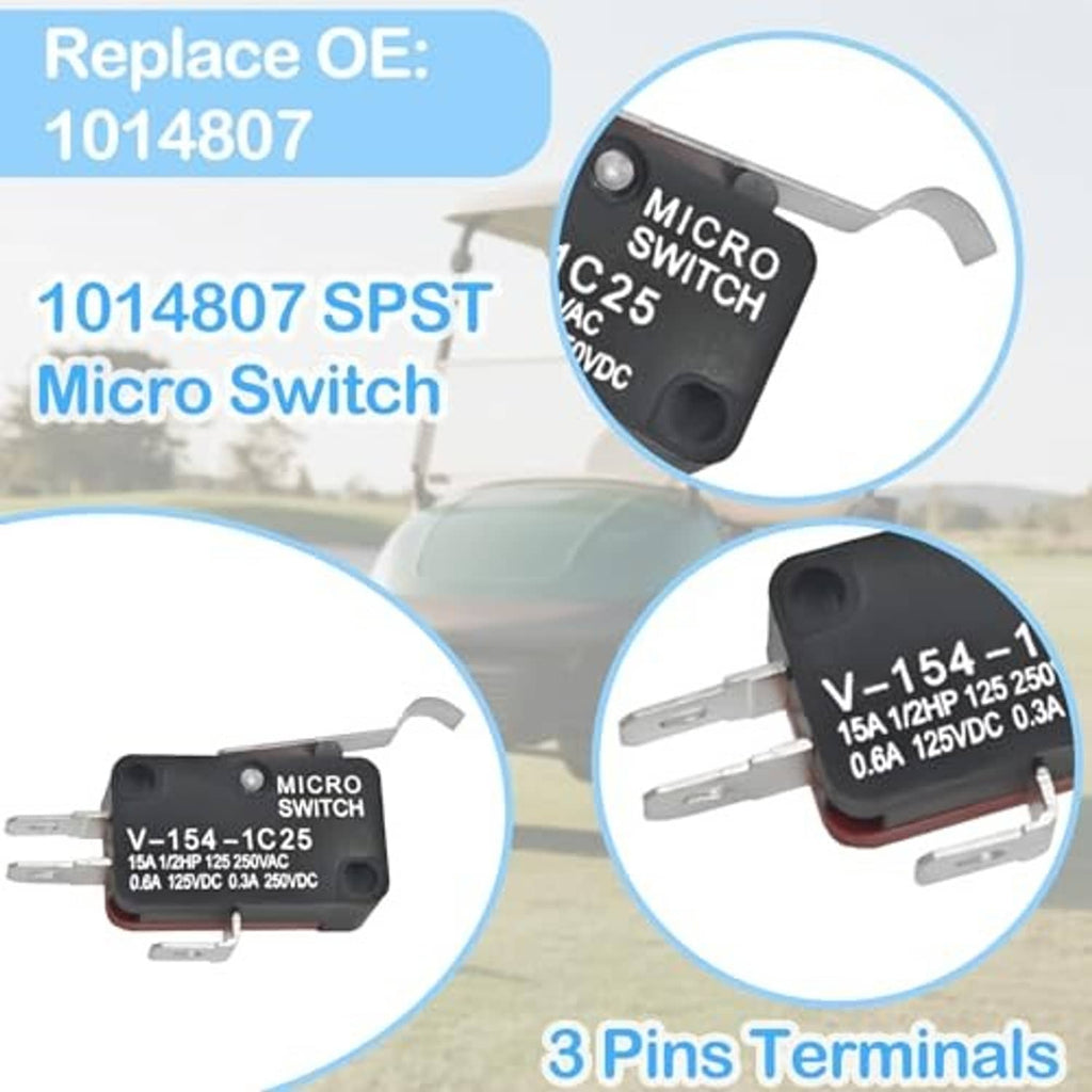 Golf cart micro switch kit with 3-pin micro switch terminals and SPST switches