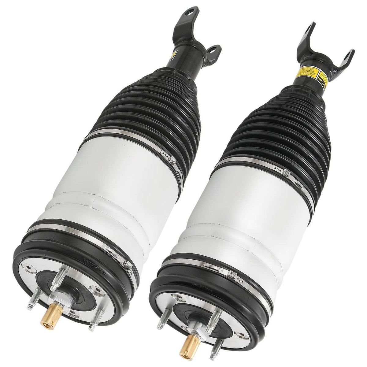 Air suspension strut and spring assembly with metal mounting base and black bellows