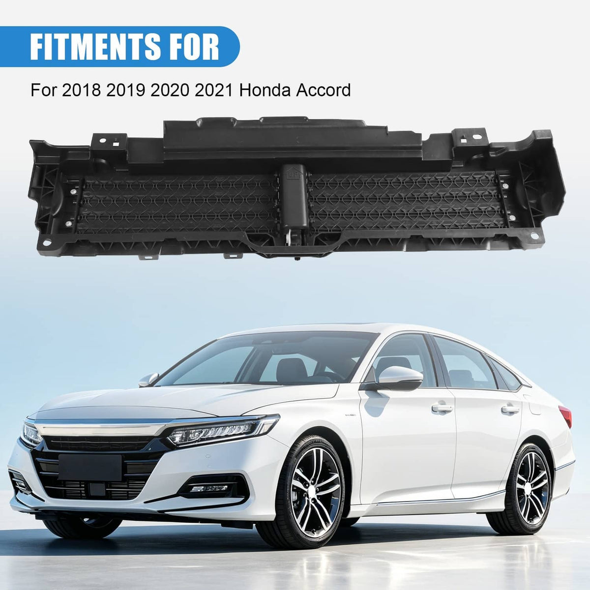 Upper radiator air shutter grille with motor, black front grille insert with slats
