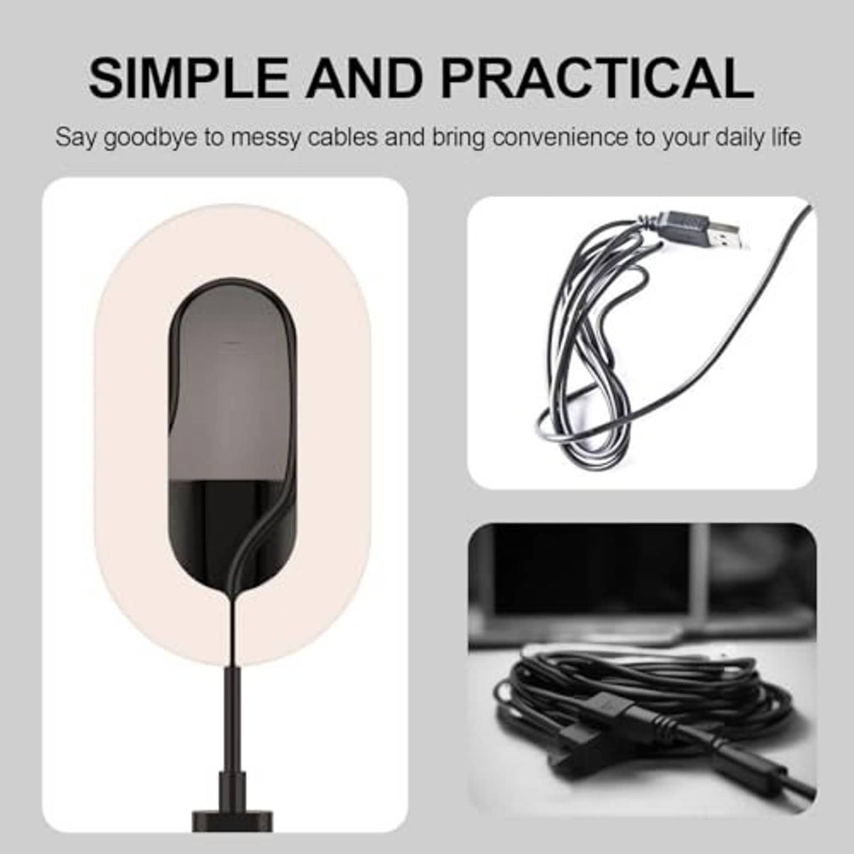 Compact silicone charging cradle with USB cable for Oura Ring Gen3.