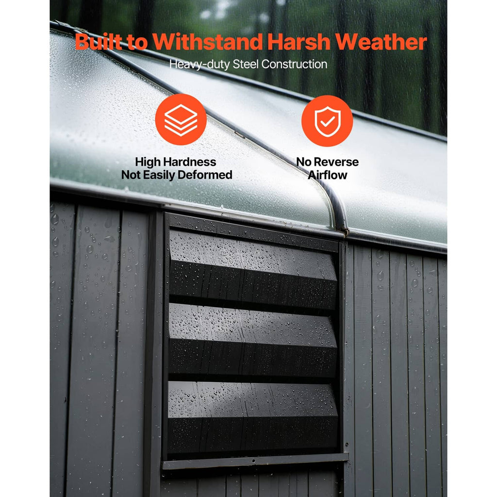 Weather-resistant wall exhaust fan housing with raindrop-covered grille surface