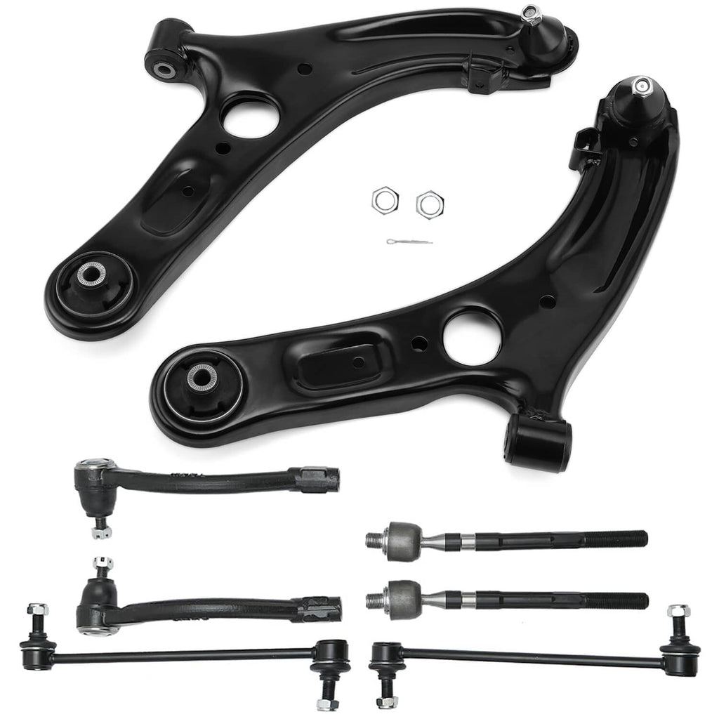 Black control arm pair with tie rods and sway link, includes small hardware
