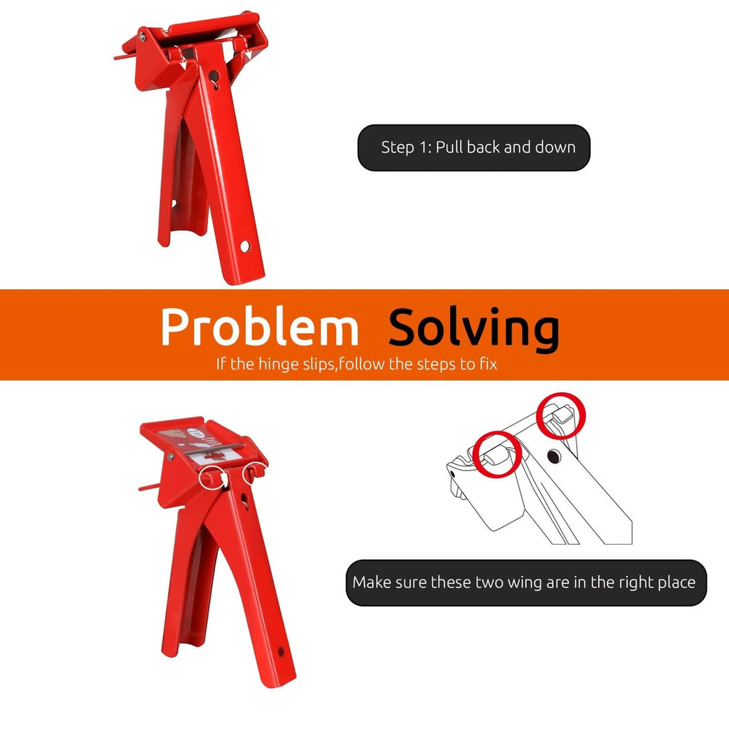 Red RTV tube extrusion tool with stand and pull-back handle