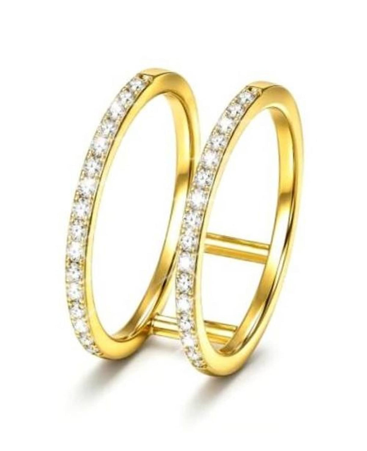 14K-plated gold smart ring jacket with pavé stones