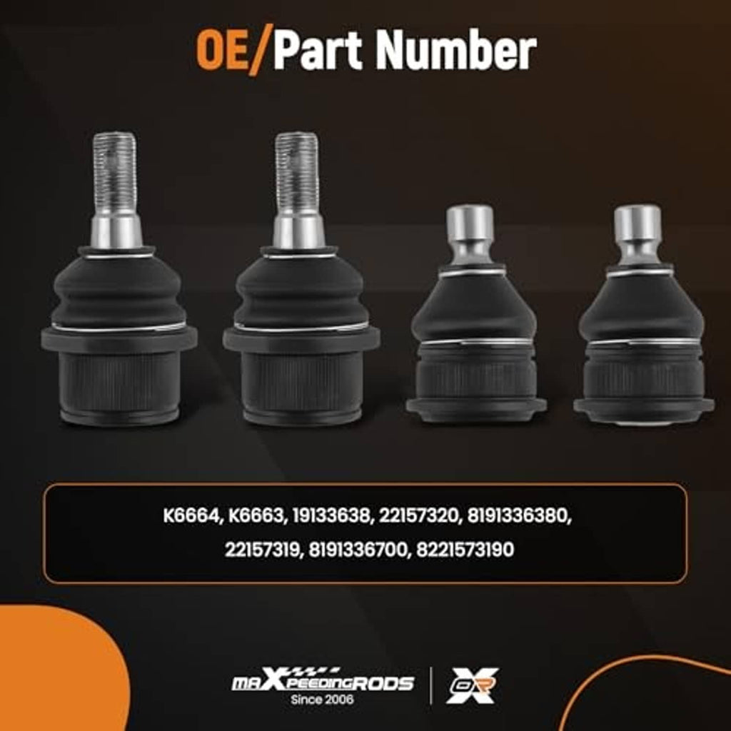 OE/part number chart for replacement ball joints, showing matching reference numbers
