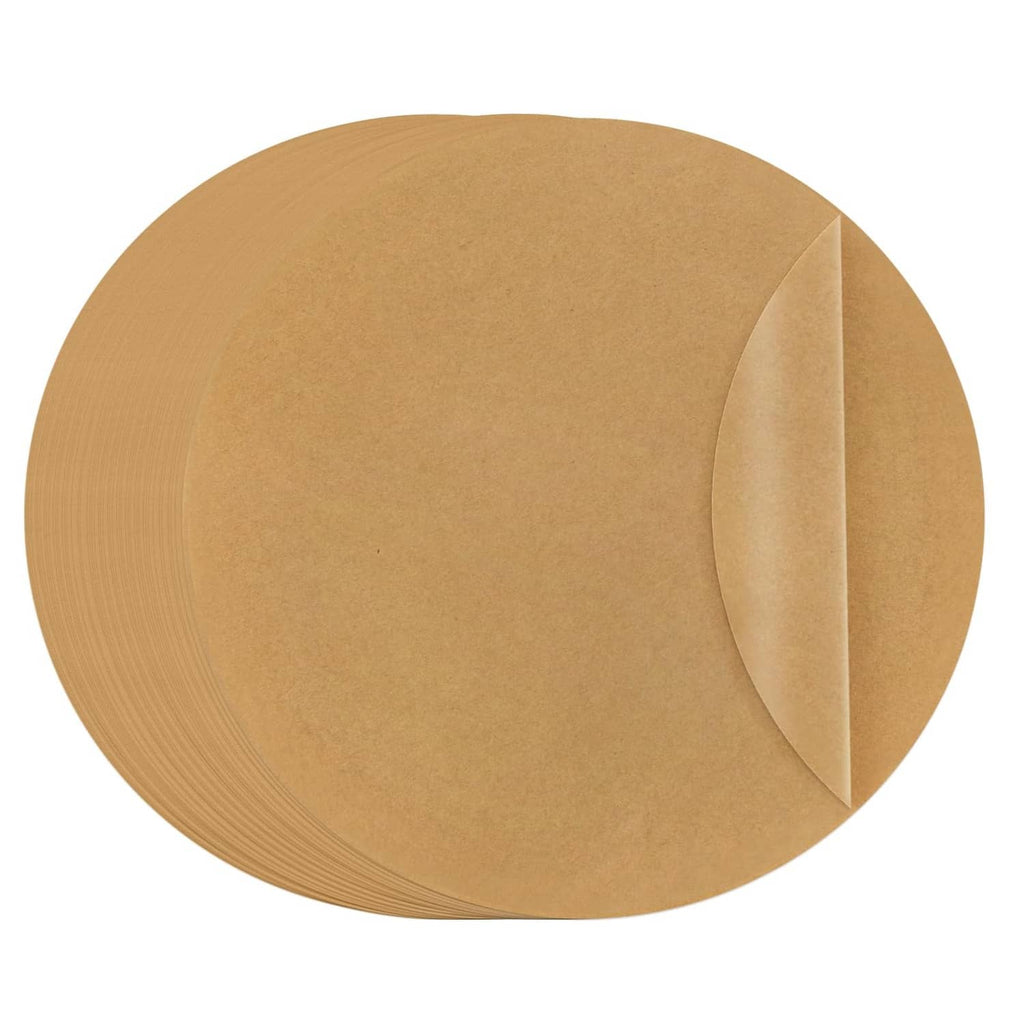 TROUSKAIG unbleached parchment paper rounds, brown, 10-inch, bulk pack