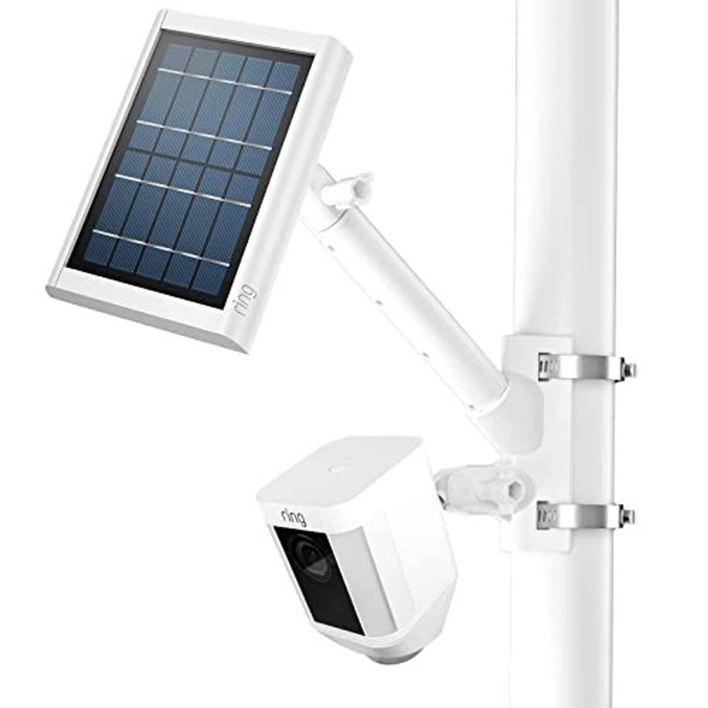 White 2-in-1 pole mounting bracket with camera mount and adjustable arm