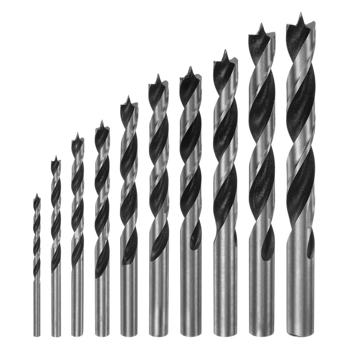 HARFINGTON brad point drill bit set, black spiral drill bits in assorted sizes