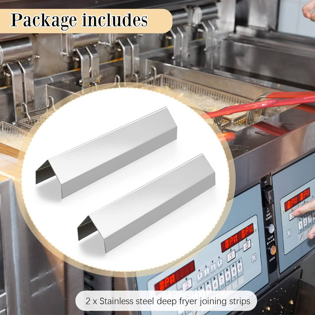 Stainless steel deep fryer joining strips, two-piece splash guard set