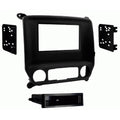 Black single double-DIN radio install kit with bezel and mounting brackets