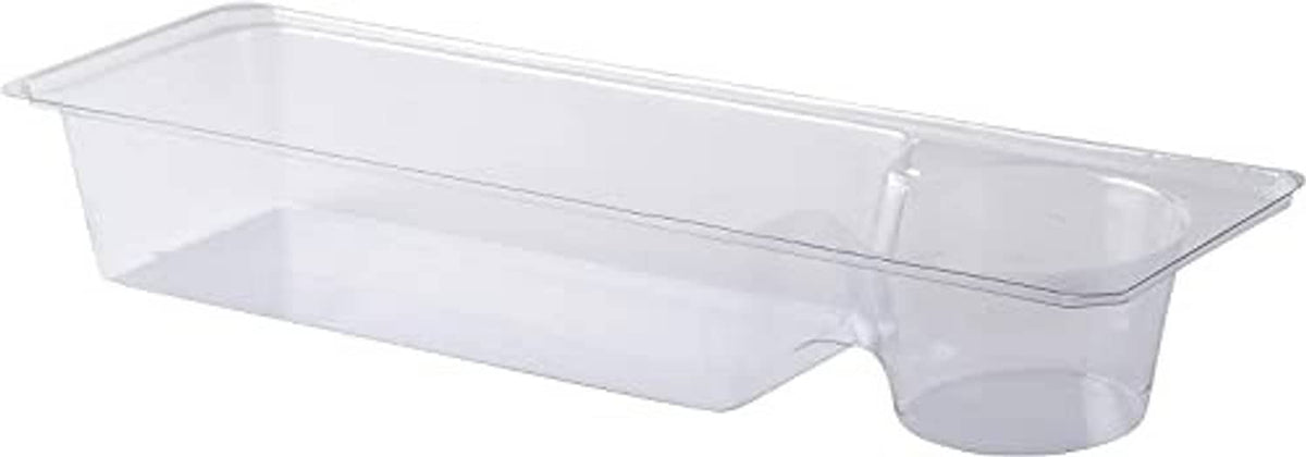Clear plastic tray insert with molded sides for the walker basket