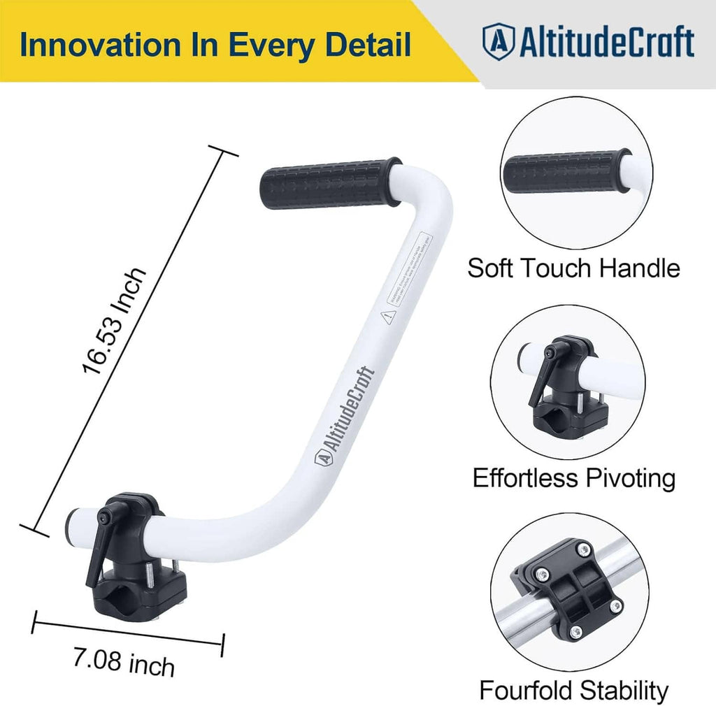 Weed trimmer handle extension with soft-touch grip, pivot joint, and stable mounting clamp