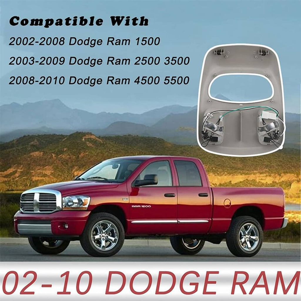 Overhead map light console housing outline for Dodge Ram fitment illustration