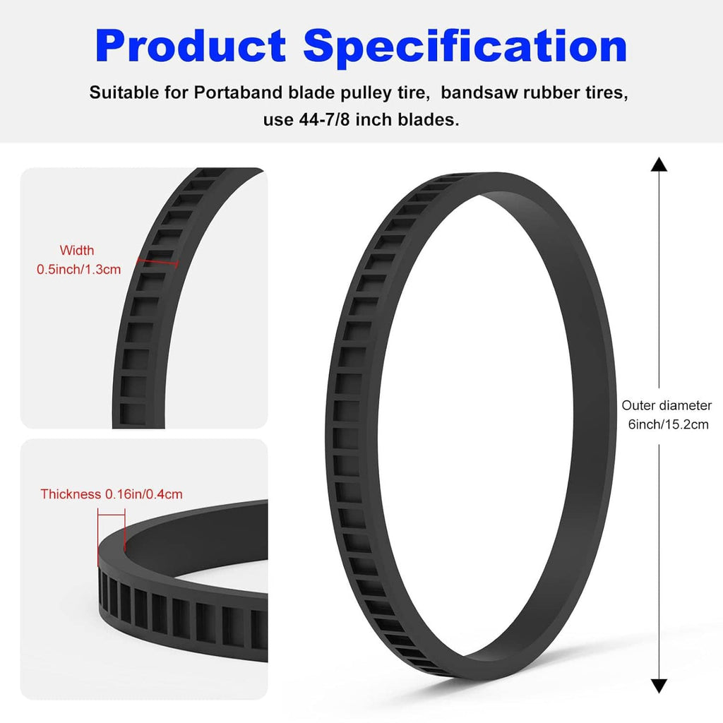 Black bandsaw pulley replacement tire, rubber belt ring with V-grooves and side ridges