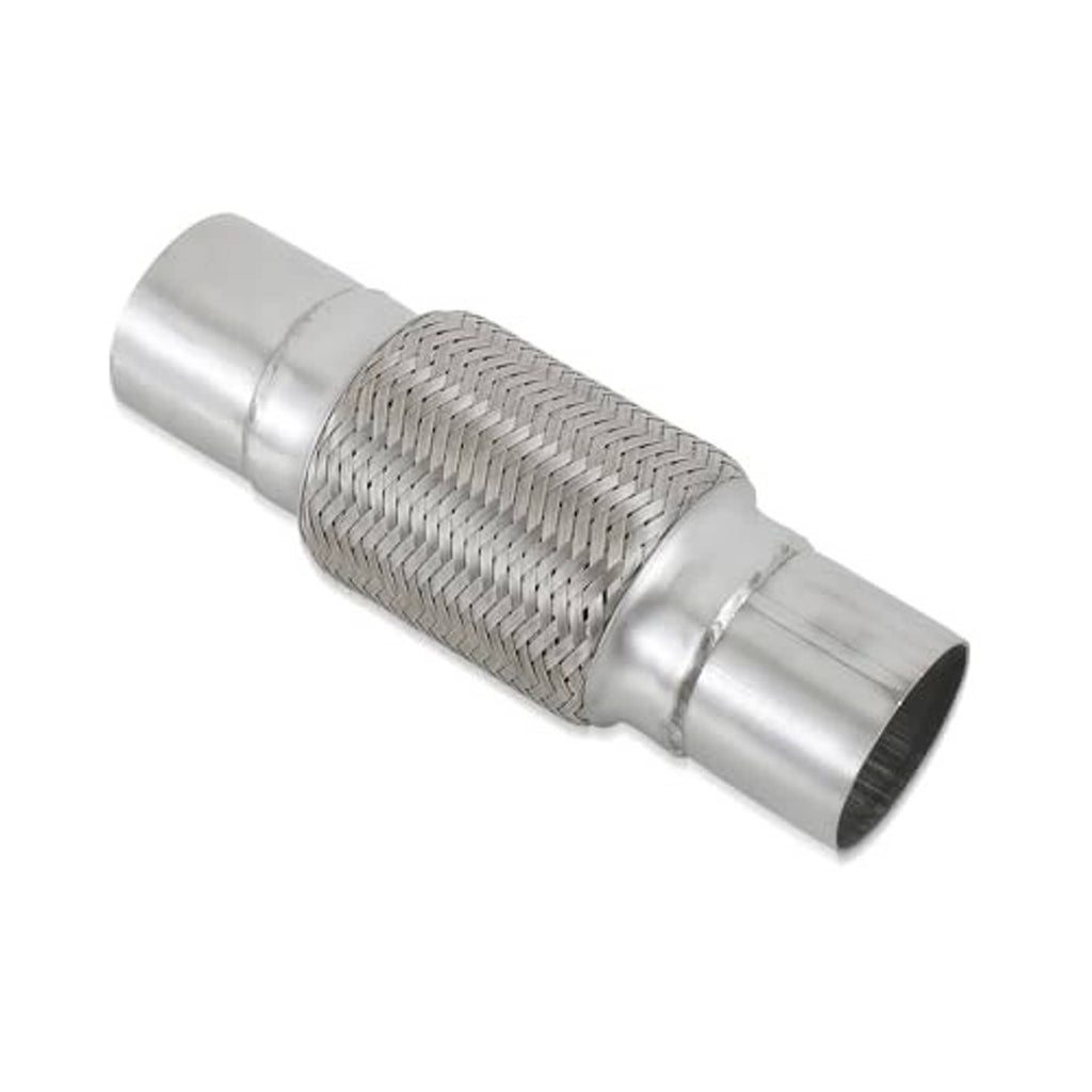 Stainless steel exhaust flex pipe with braided mesh sleeve and open-ended connectors, 10 in