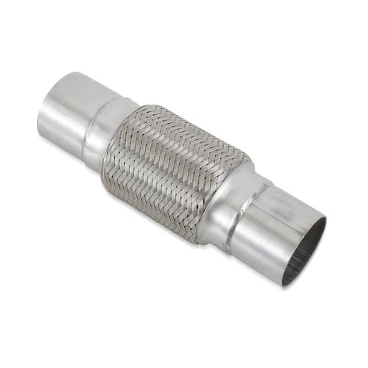 Stainless steel exhaust flex pipe with braided mesh sleeve and open-ended connectors, 10 in