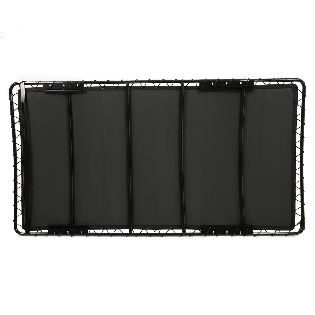 Black golf cart sun top with five fabric sections on metal frame