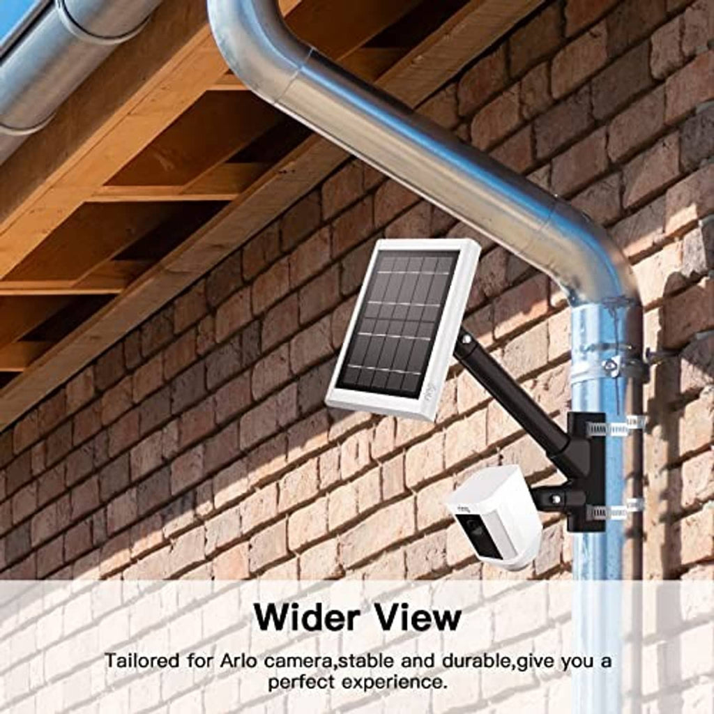 Outdoor pole mounting bracket with adjustable arm for security camera and solar panel