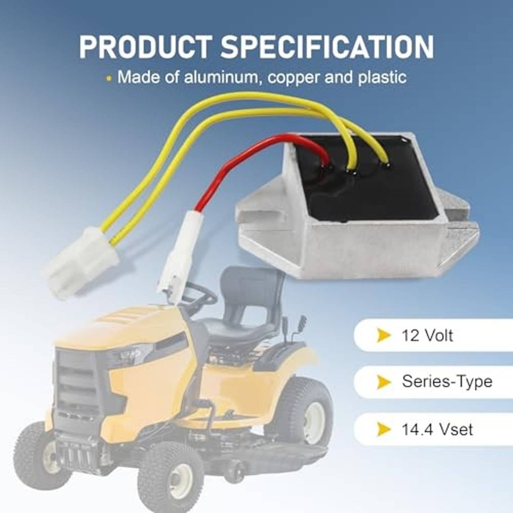 Engine voltage regulator module with black electrical block and attached wire leads