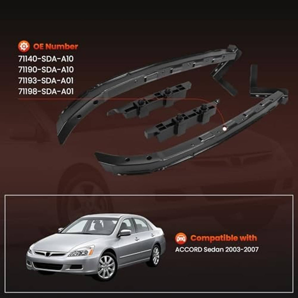 Front bumper bracket mount retainer set in black, with curved beams and mounting tabs