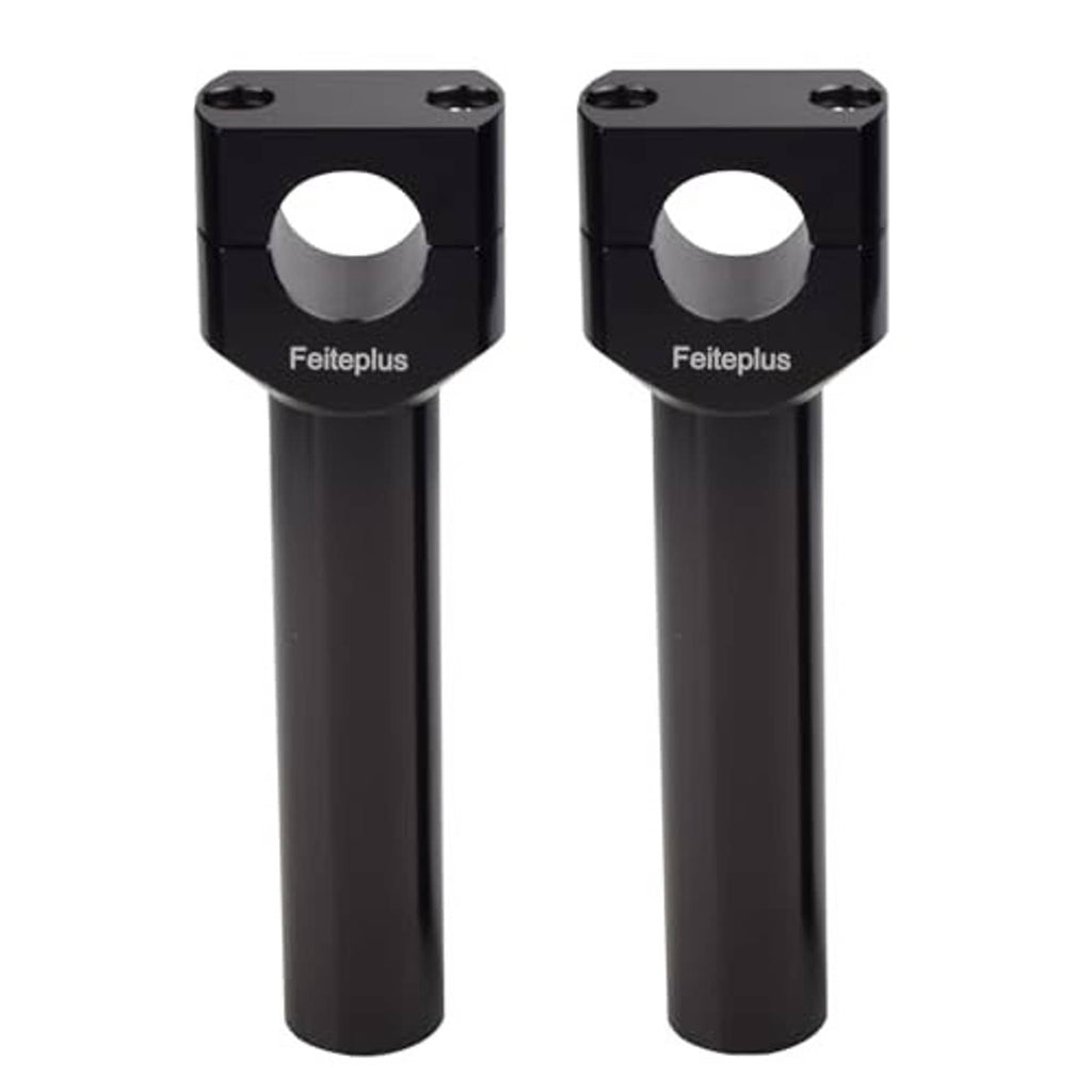 Black motorcycle handlebar riser bars, two-piece set with clamp mounts