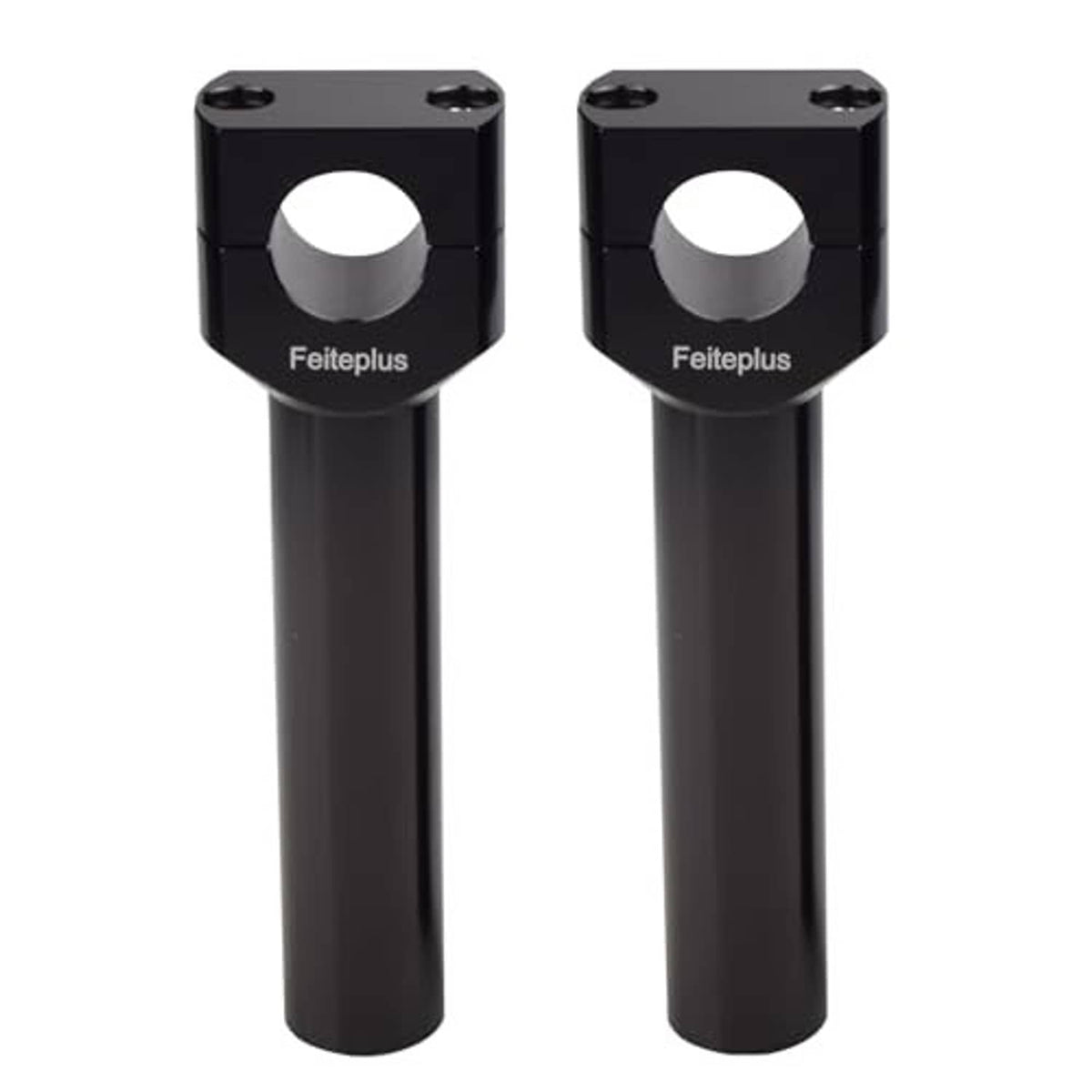 Black motorcycle handlebar riser bars, two-piece set with clamp mounts