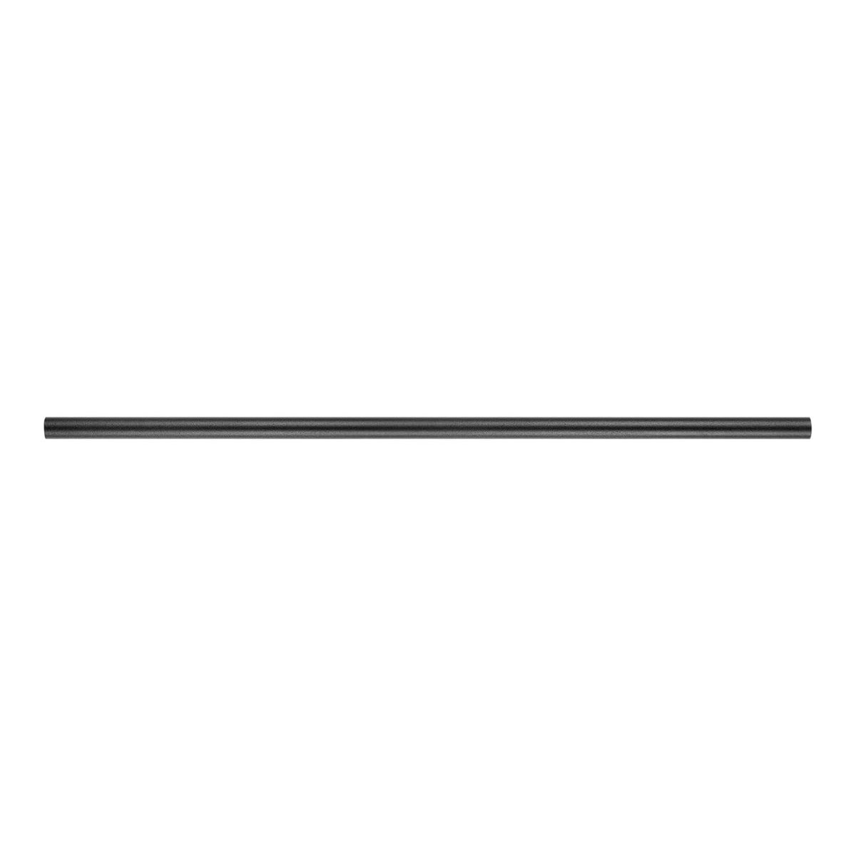Black round aluminum deck baluster spindle rod, straight side view.
