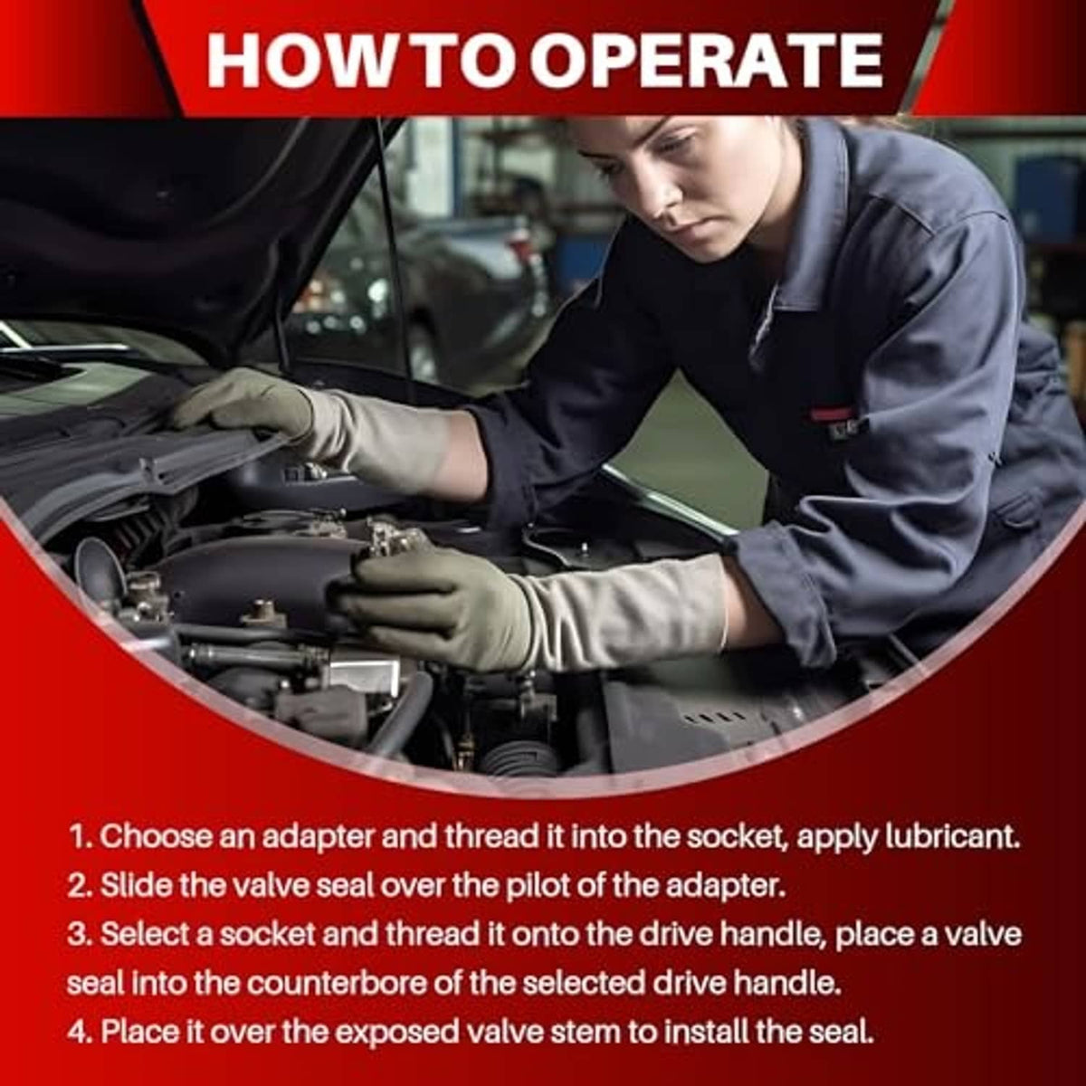 Mechanic installing a valve stem seal using the seal remover and installer tool