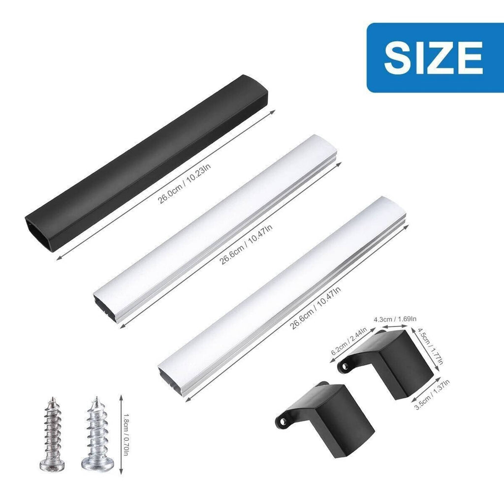 RV screen door cross bar handle kit with black grip, silver rails, and screws