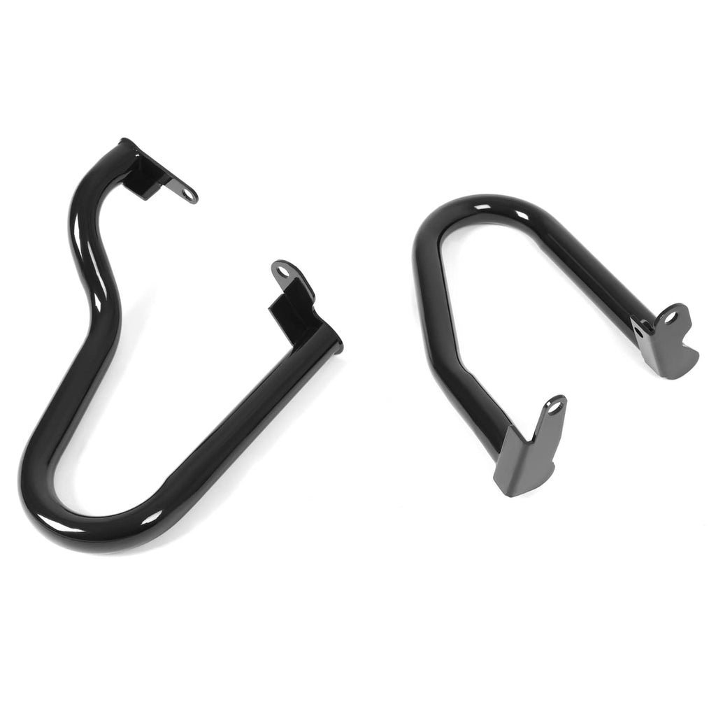 Black crash bar pair with multiple mounting tabs and curved tubular design