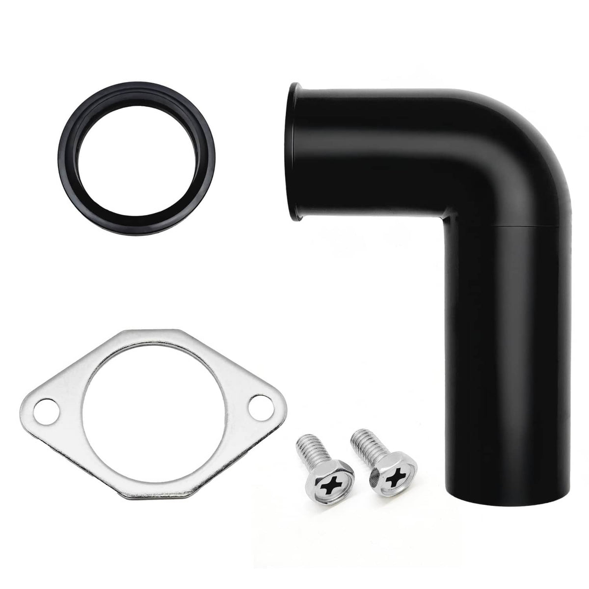Black drain elbow replacement kit with gasket and two screws