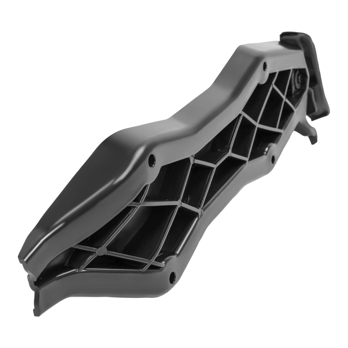 Black PE fuel caddy base tray with molded ribs and open compartments