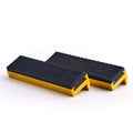 Golden vise jaw pads cover with black textured grip, 4-inch soft protective sleeves