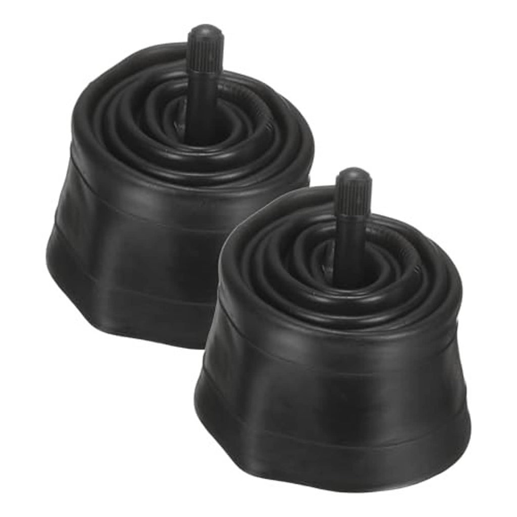 Two black rubber bicycle inner tubes, each coiled with standard valve stem