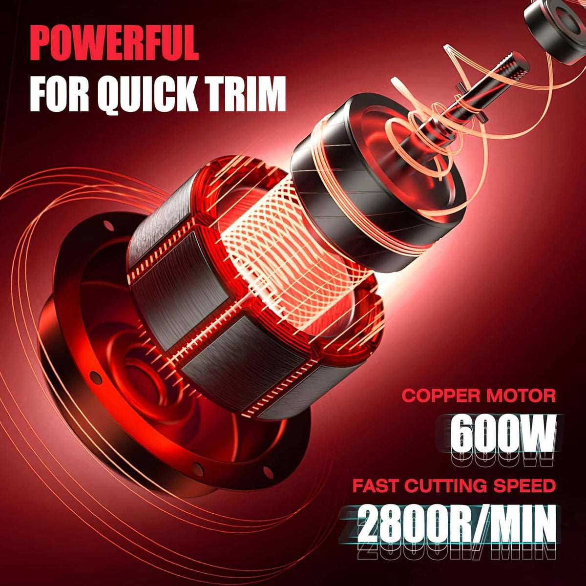 Red electric horse clipper motor close-up with 600W power branding