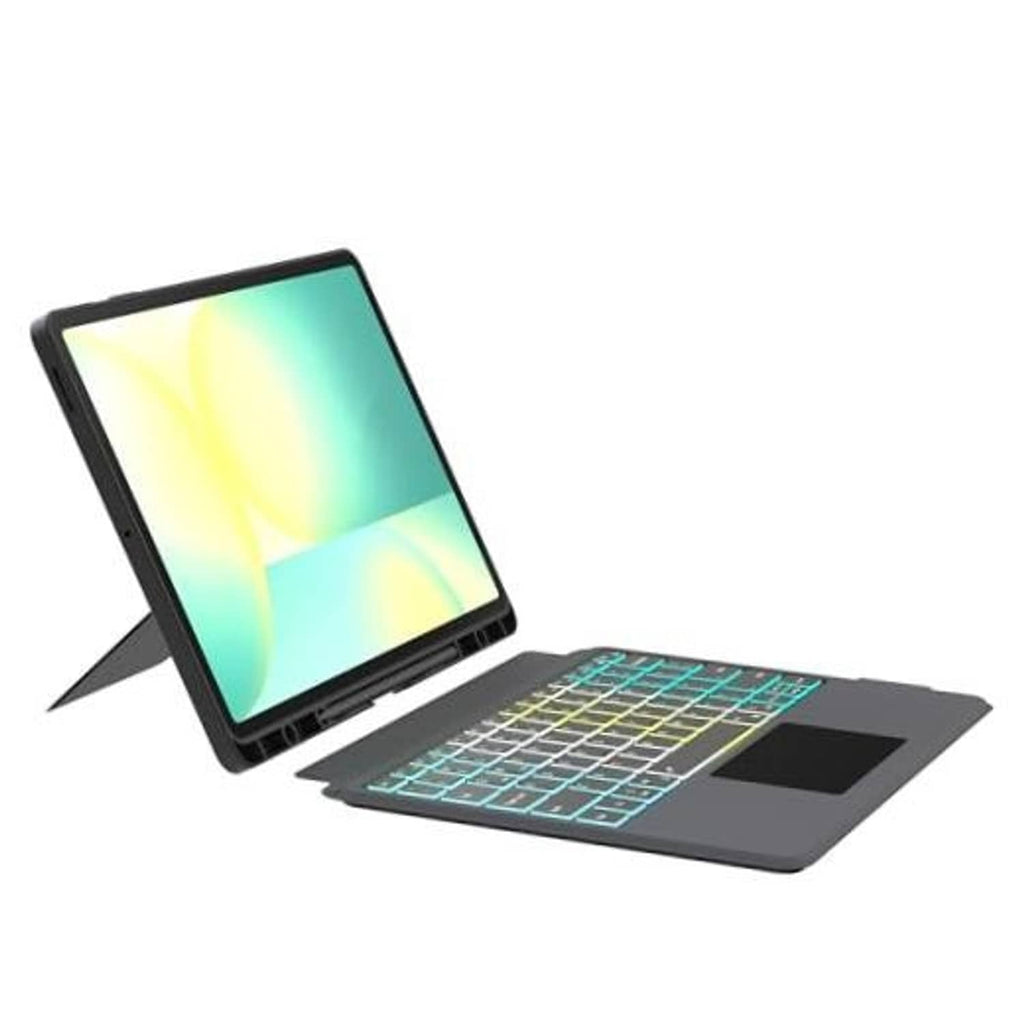 Folding keyboard case with tablet stand and illuminated multi-color keyboard