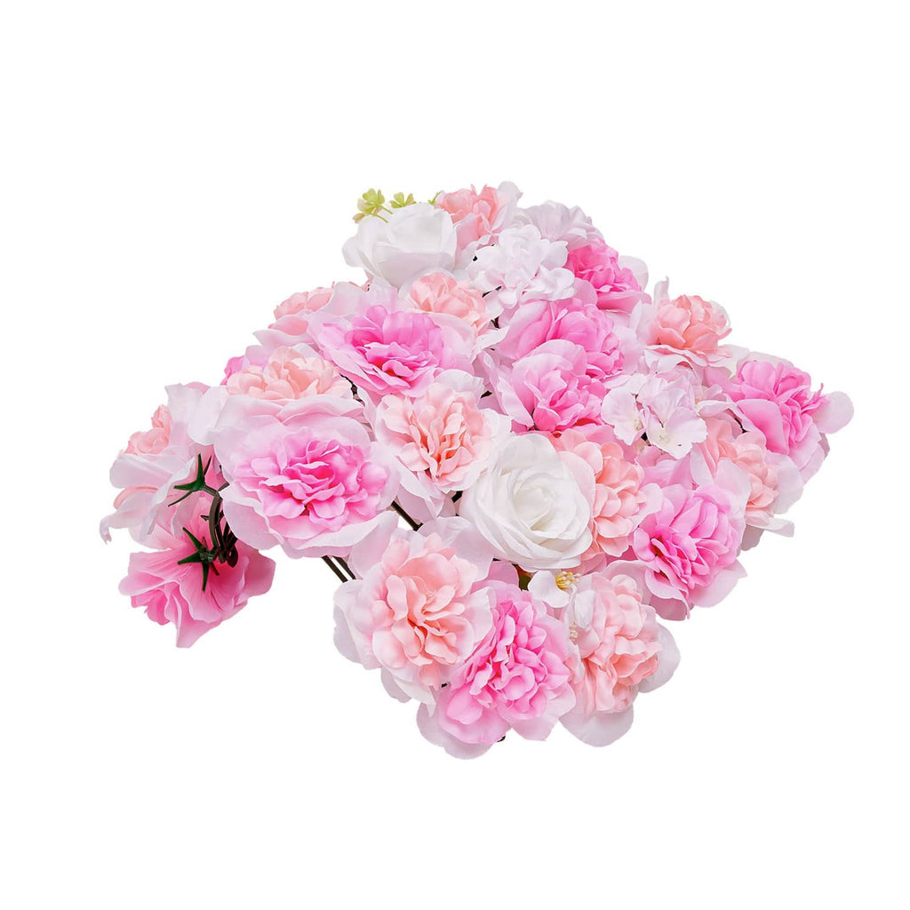 Artificial flower wall panel with 3D pink and white blossoms
